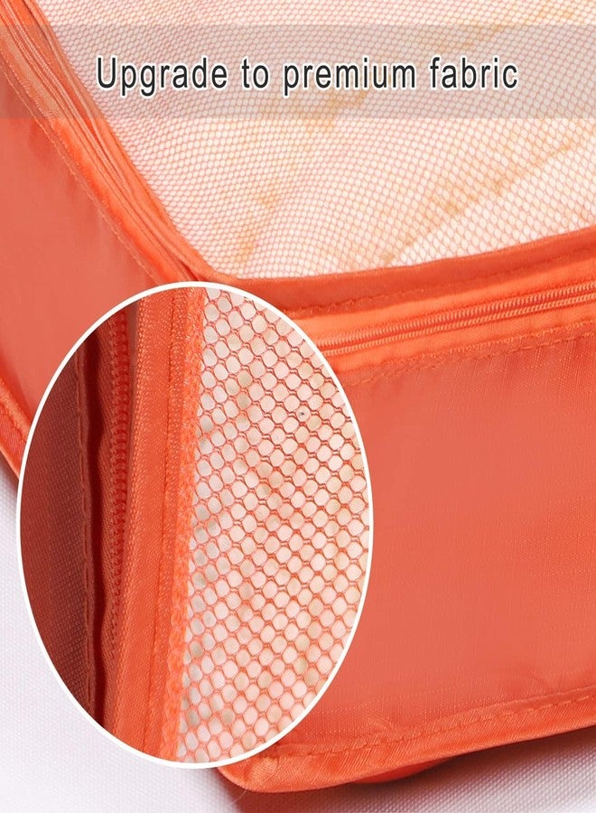 Keetly Travel Storage Cubes || Printed Clothes Packing Cubes || Space Savers Bags || Cosmetics Underwear Socks Shoes || Polyester Organizer Pouch pack of 6 (Orange) - Image 3